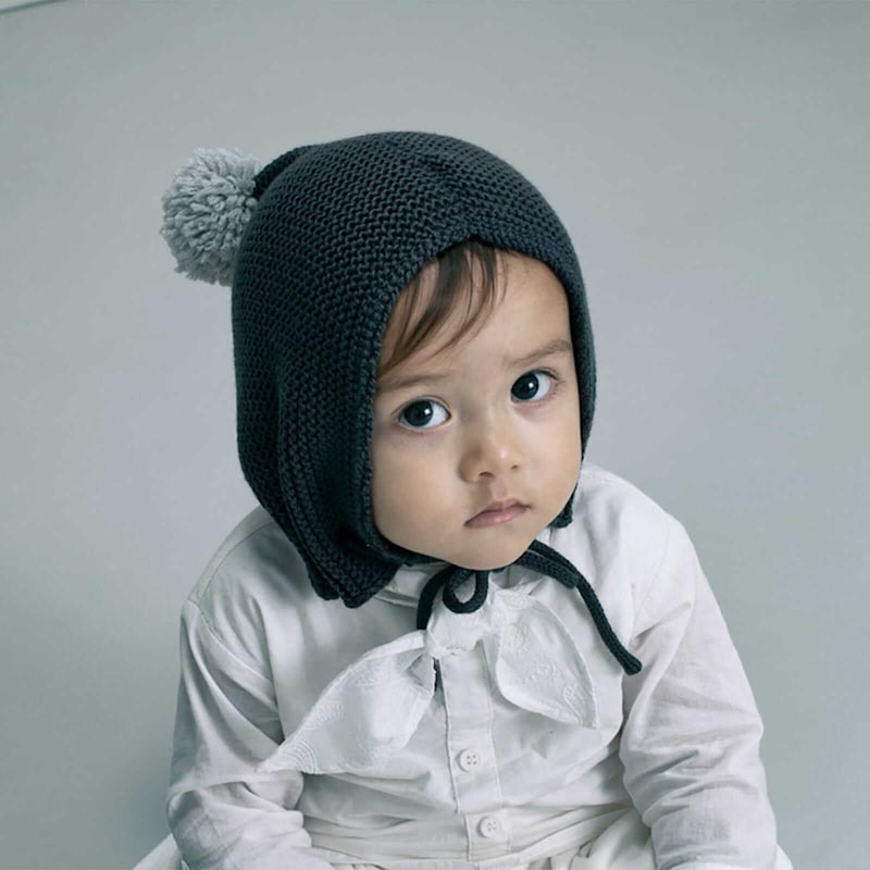 knit bonnet 3 sumi | ギフト・スタイ・出産祝いのMARLMARL