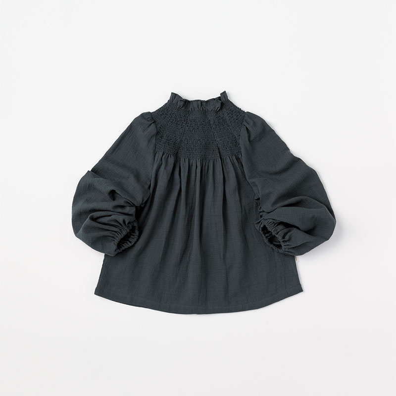 blouses 3 shirring navy | ギフト・スタイ・出産祝いのMARLMARL