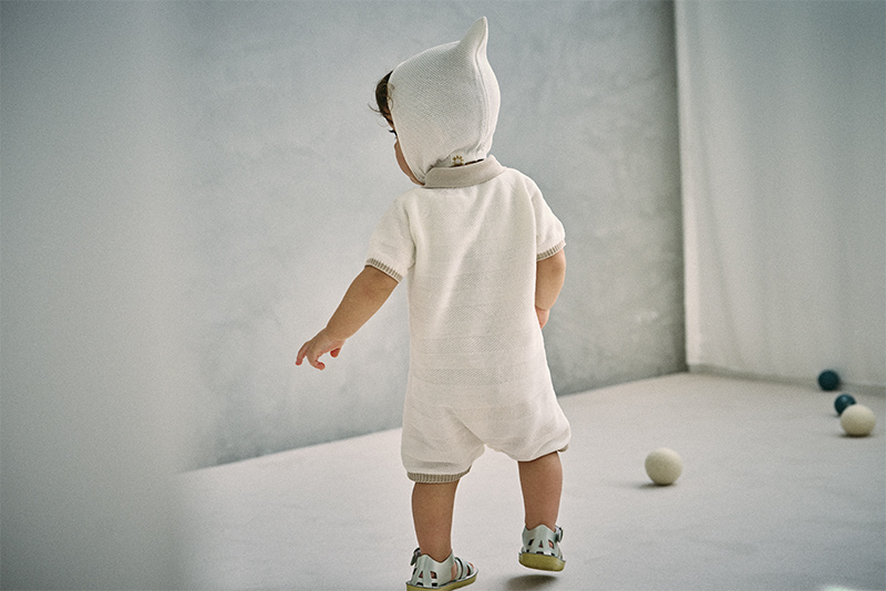 MARLMARLニットロンパースセット アイボリー knit frill rompers beni | ギフト・スタイ・出産祝いのMARLMARL