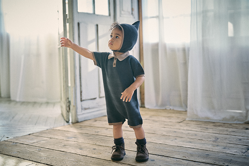 新品MARLMARL 新作ニットポロロンパースNEZU knit polo rompers nezu | ギフト・スタイ・出産祝いのMARLMARL