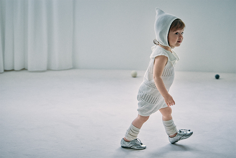MARLMARLニットロンパースセット アイボリー knit frill rompers beni | ギフト・スタイ・出産祝いのMARLMARL