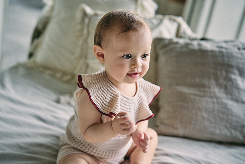 knit frill rompers beni | ギフト・スタイ・出産祝いのMARLMARL