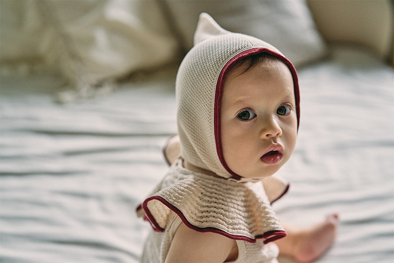 knit bonnet mini beni | ギフト・スタイ・出産祝いのMARLMARL