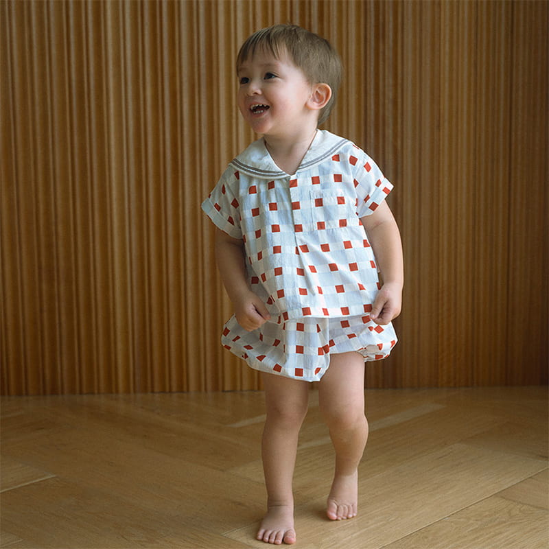 paddle rompers block blue | ギフト・スタイ・出産祝いのMARLMARL 
